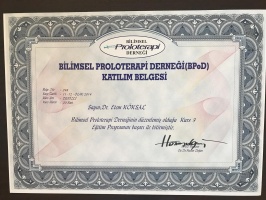 Proloterapi Mezuniyet Sertifikası (Bilimsel Proloterapi Derneği)