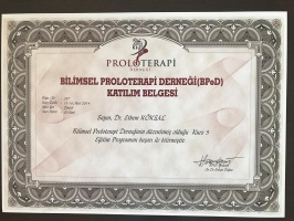 Proloterapi Mezuniyet Sertifikası (Bilimsel Proloterapi Derneği)