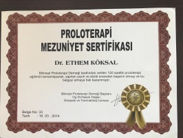 Proloterapi Mezuniyet Sertifikası (Bilimsel Proloterapi Derneği)