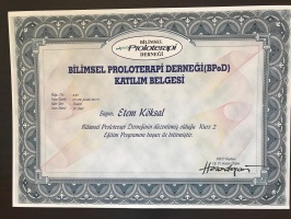 Proloterapi Mezuniyet Sertifikası (Bilimsel Proloterapi Derneği)